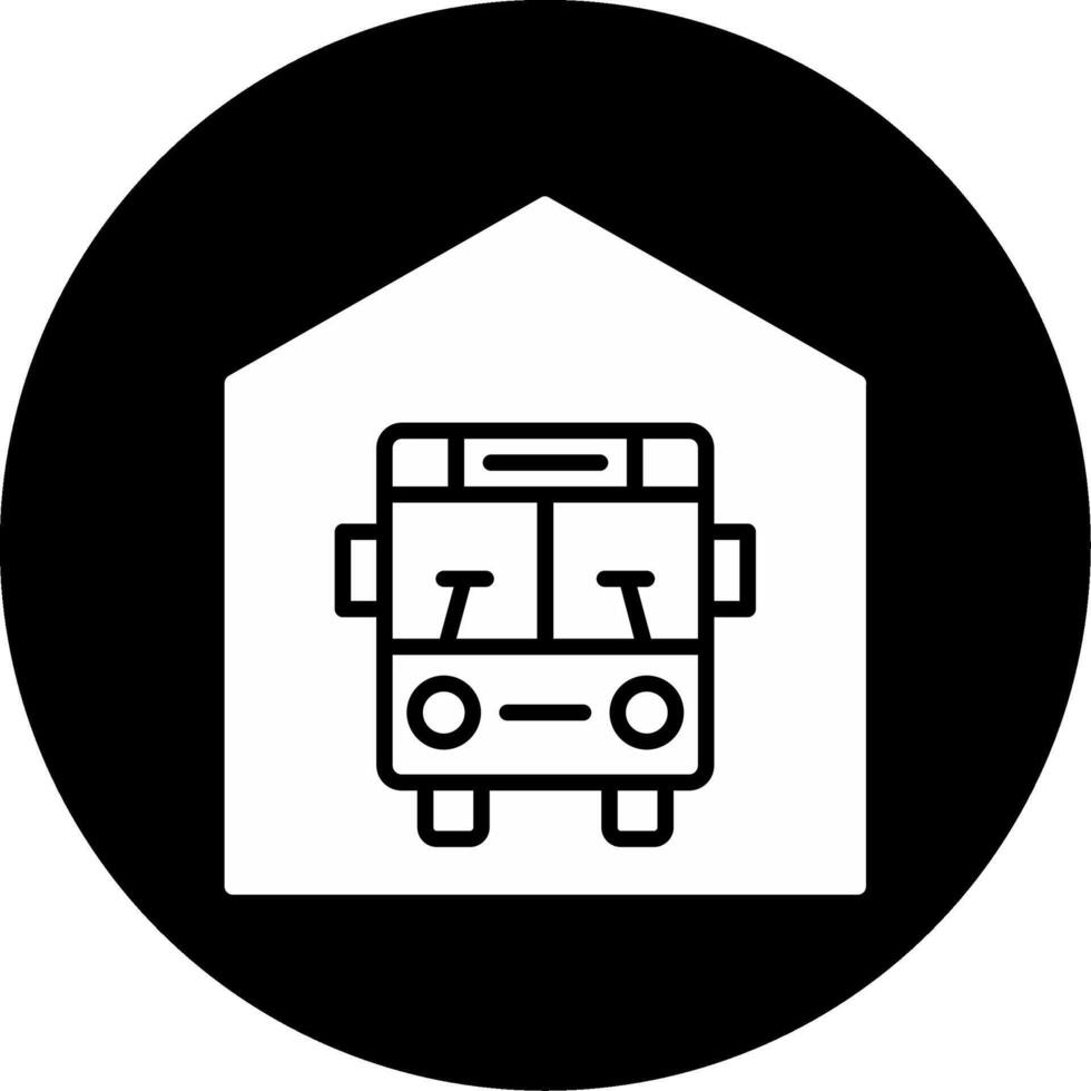 Bus Depot Garage Glyph Circle Inverted vector