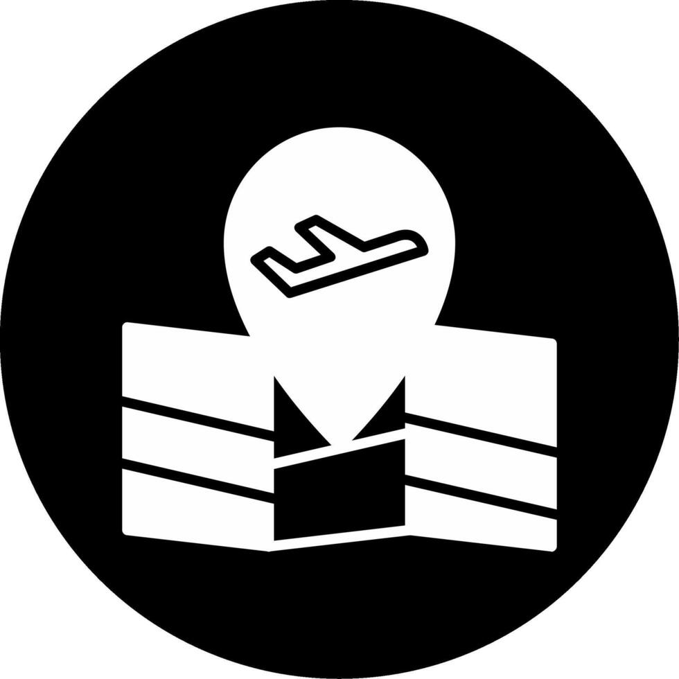 Interactive Airport Map Guide Glyph Circle Inverted vector