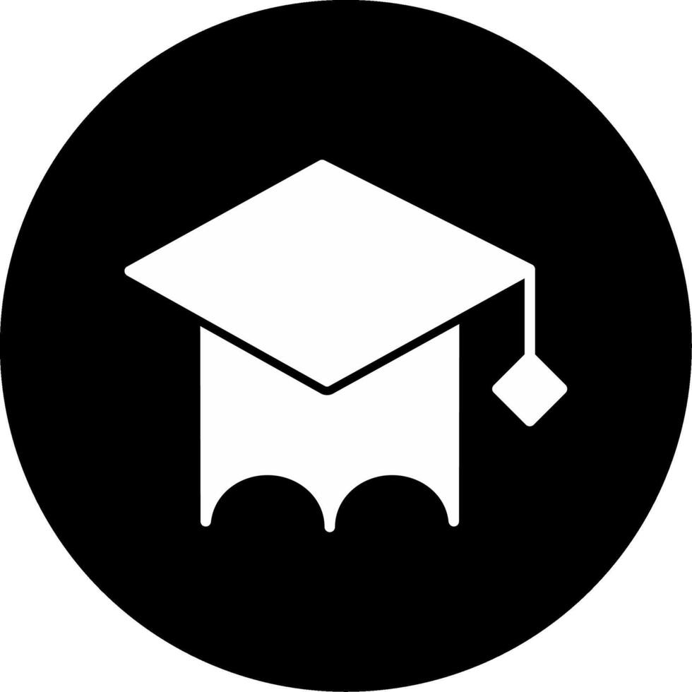 Graduation Cap Tassel Glyph Circle Inverted vector