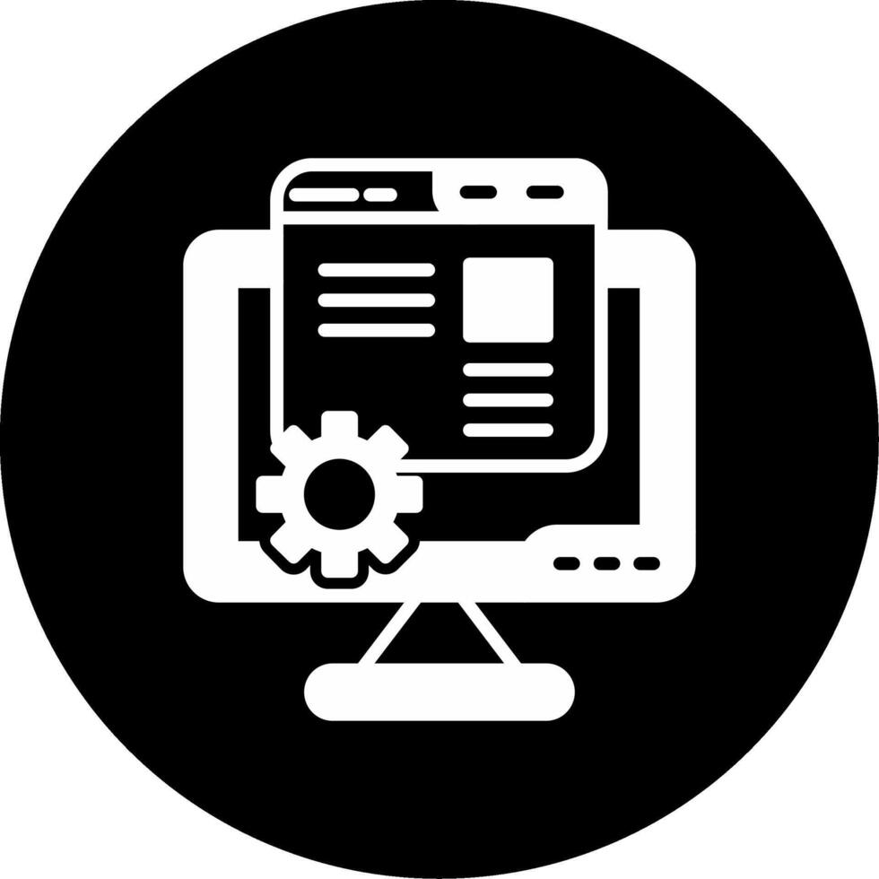 Automated Blog Content Management Glyph Circle Inverted vector