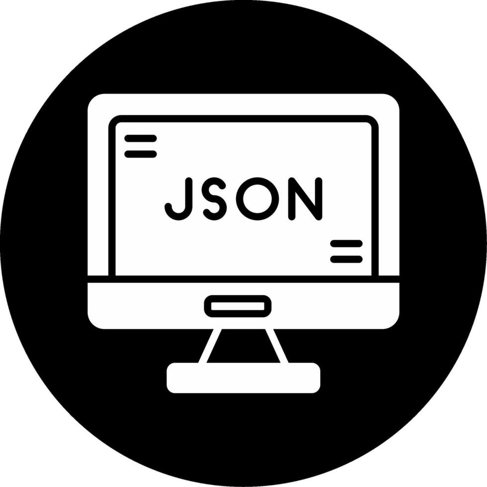 package json File Icon Glyph Circle Inverted vector