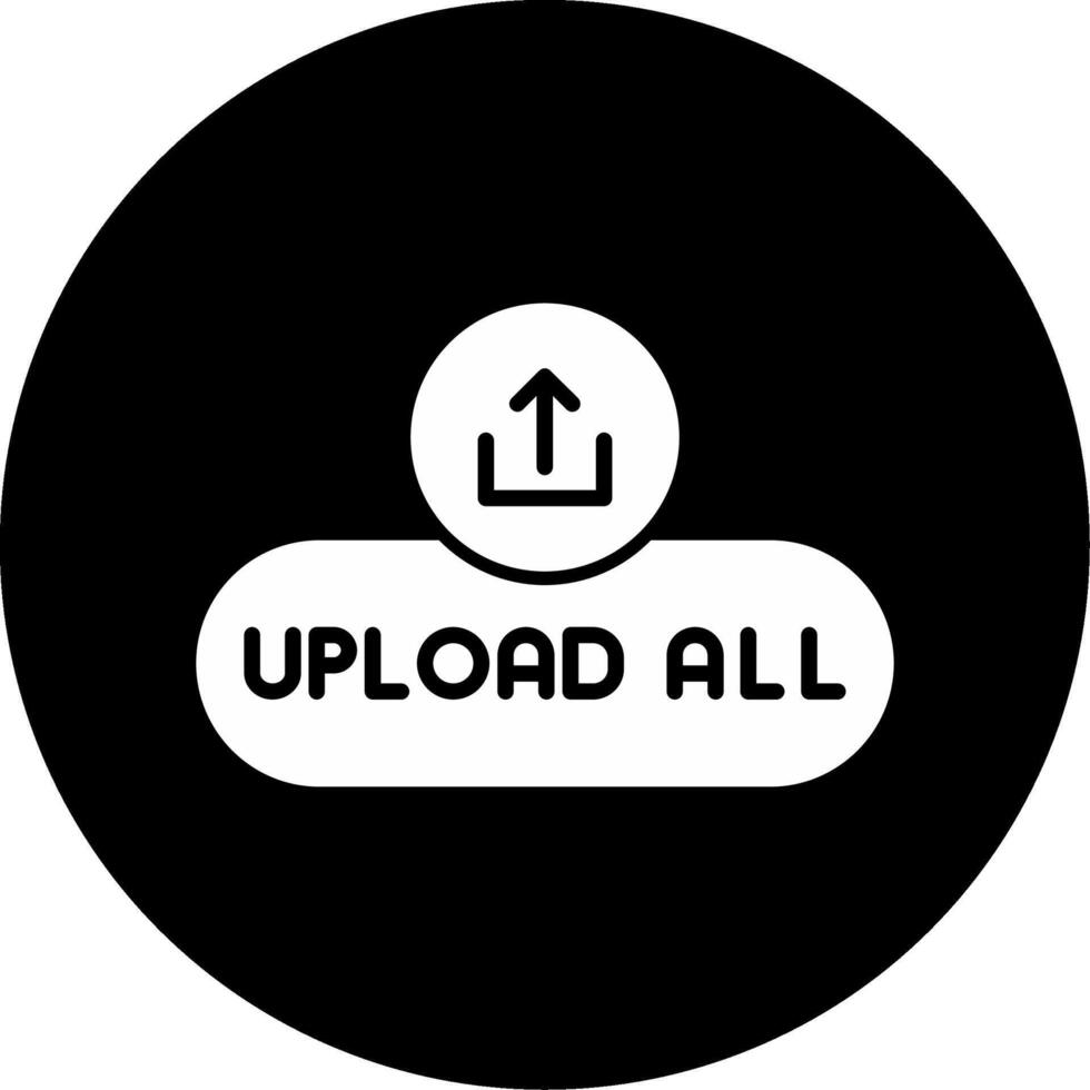 Upload All Files Button Glyph Circle Inverted vector
