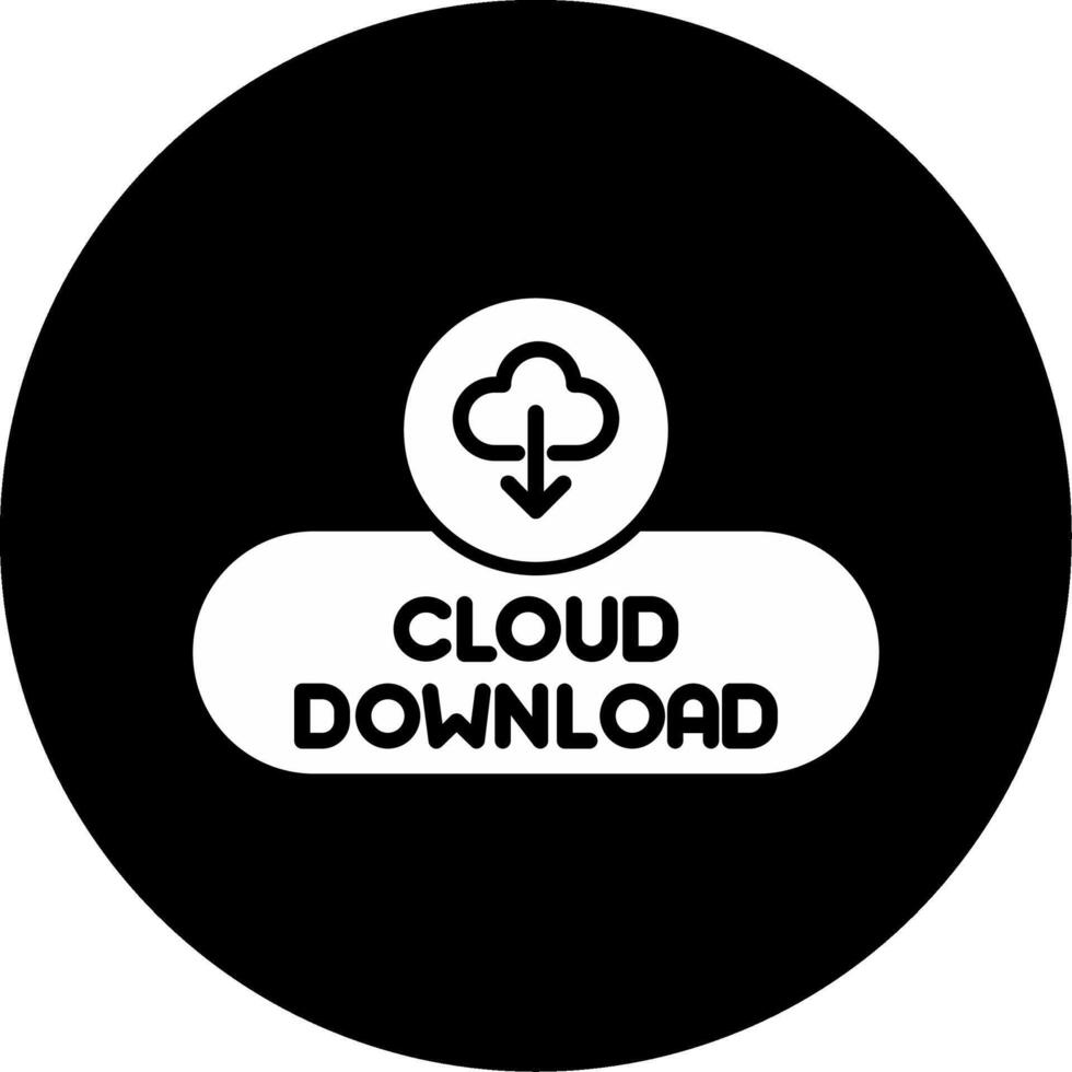 Cloud Download Icon Button Glyph Circle Inverted vector