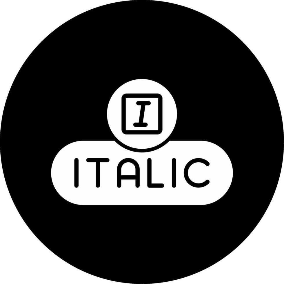 Italicize Text Button Glyph Circle Inverted vector