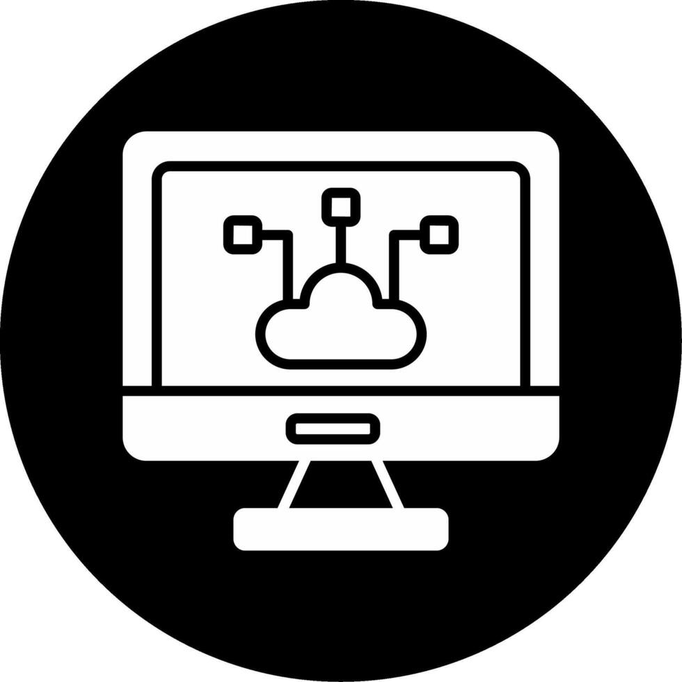 borde informática nodo icono glifo circulo invertido vector