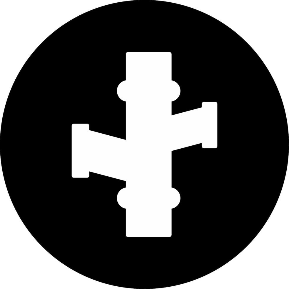 Elbow T Joint Fitting Glyph Circle Inverted vector