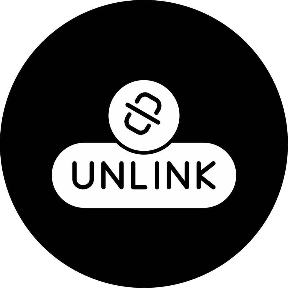 Remove Link Button Glyph Circle Inverted vector