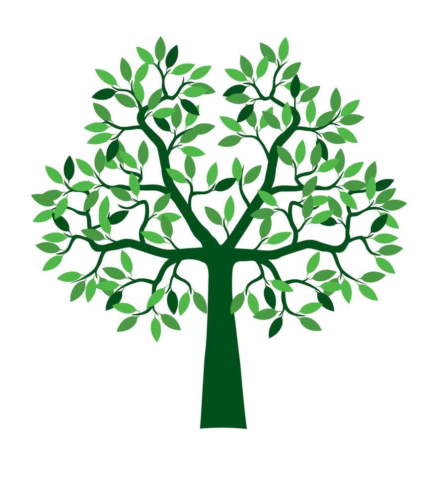 Shape Tree with green. Outline Illustration. vector