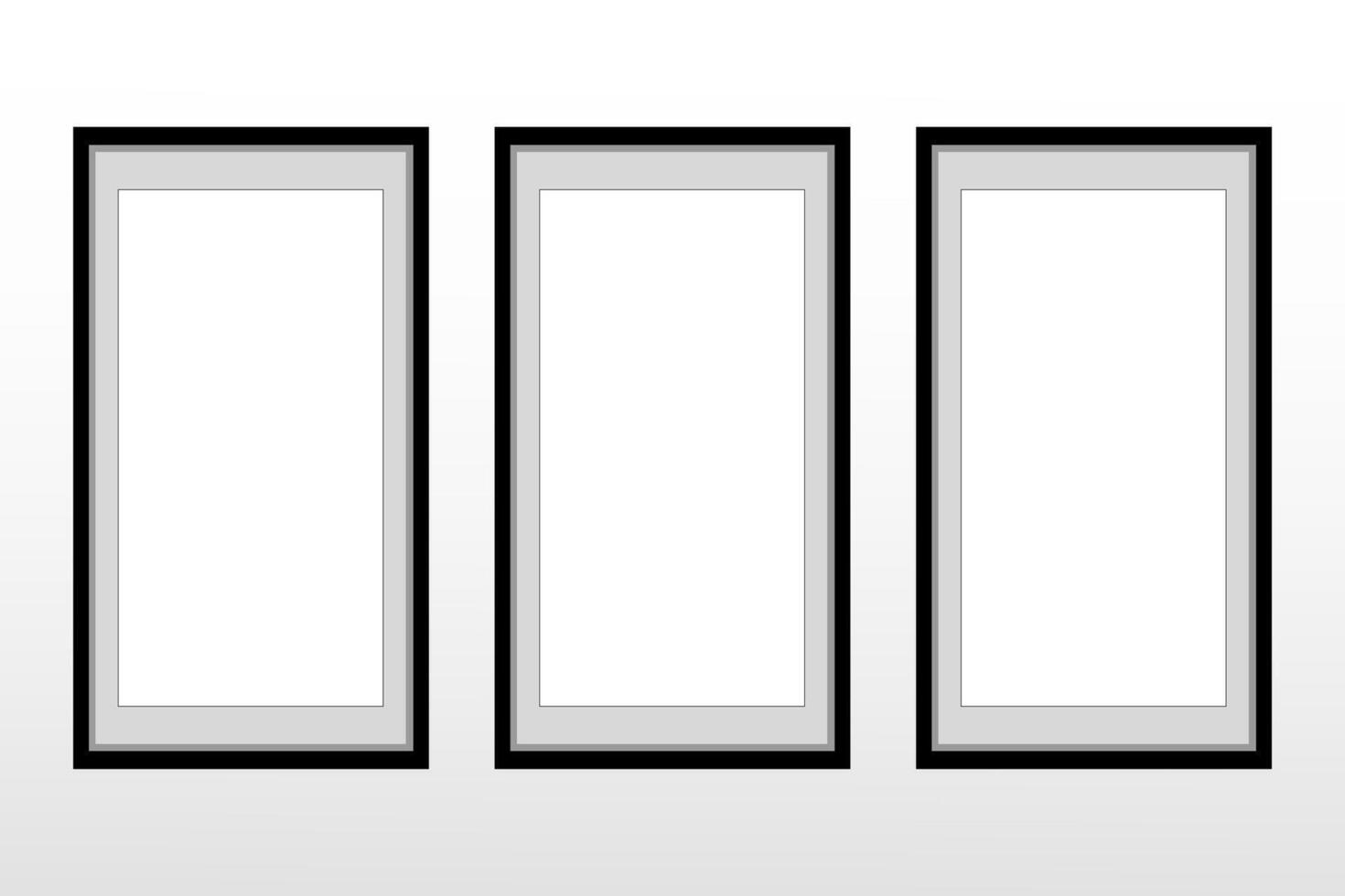 Three photo frame mockup. vector