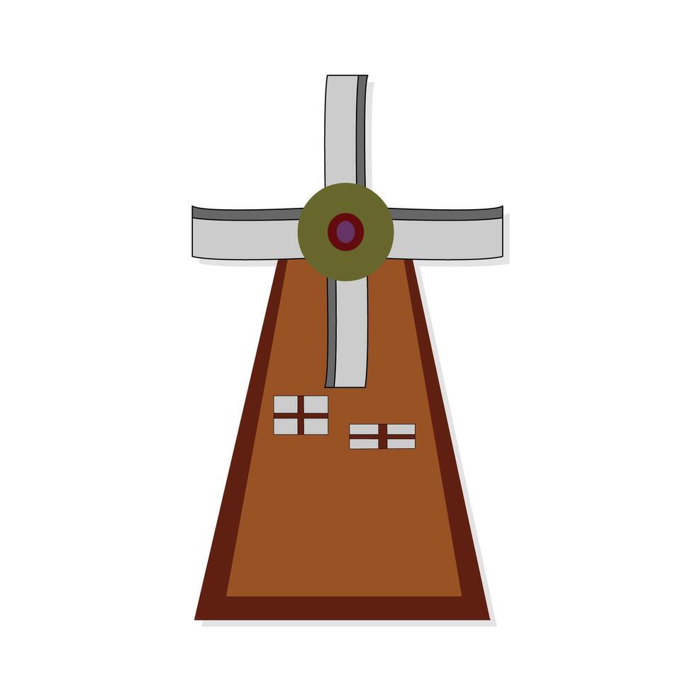 Village windmill fan hand drawn isolated cartoon icon on white background vector