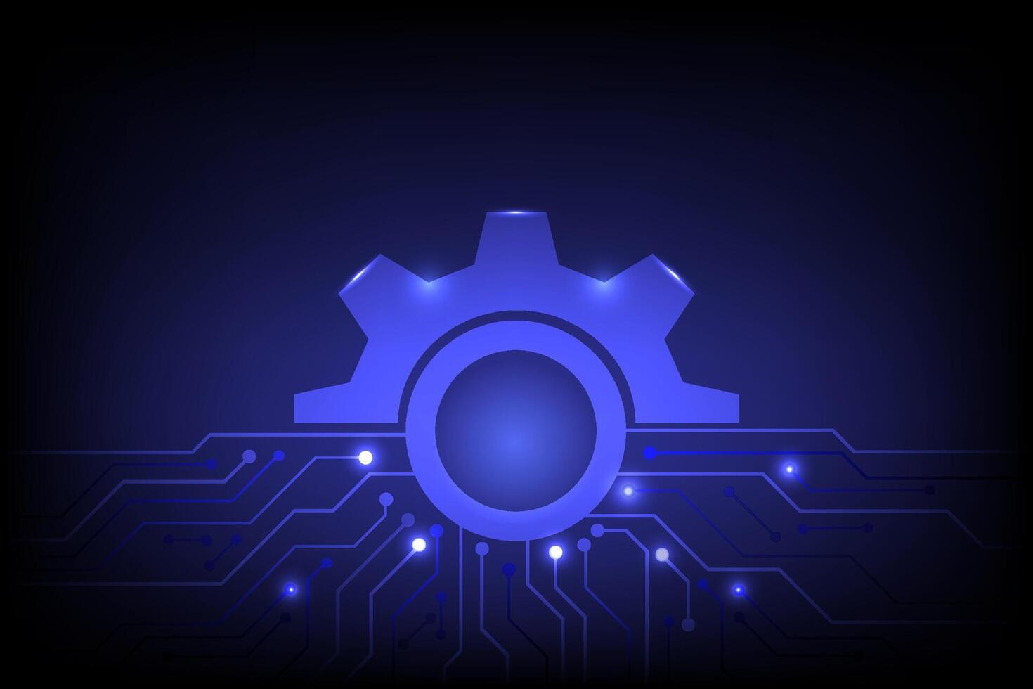 Blue gear with circuit design background vector