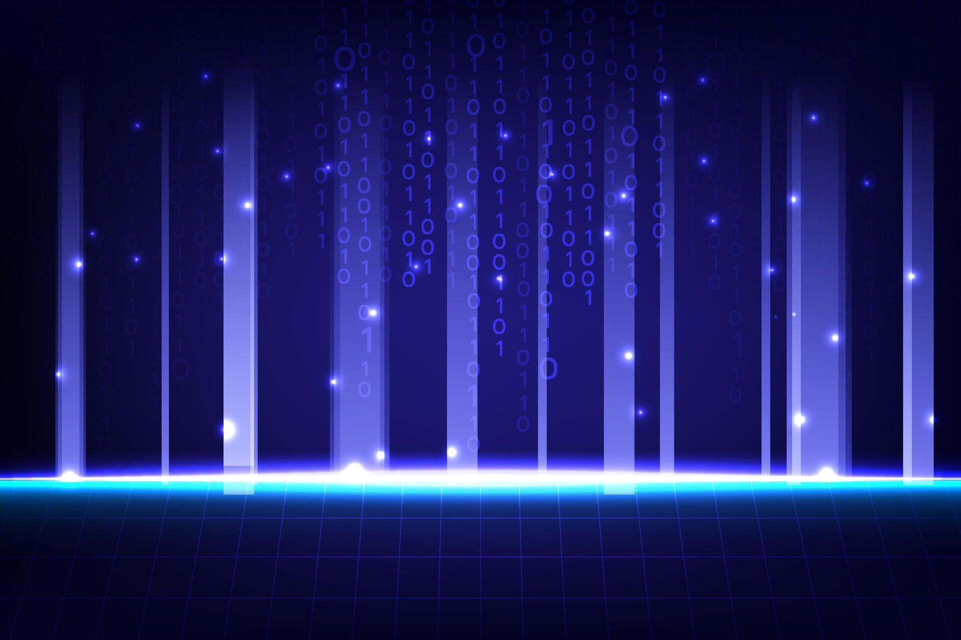 Binary Code Background with Blue Neon Effects 67353317 Vector Art at ...