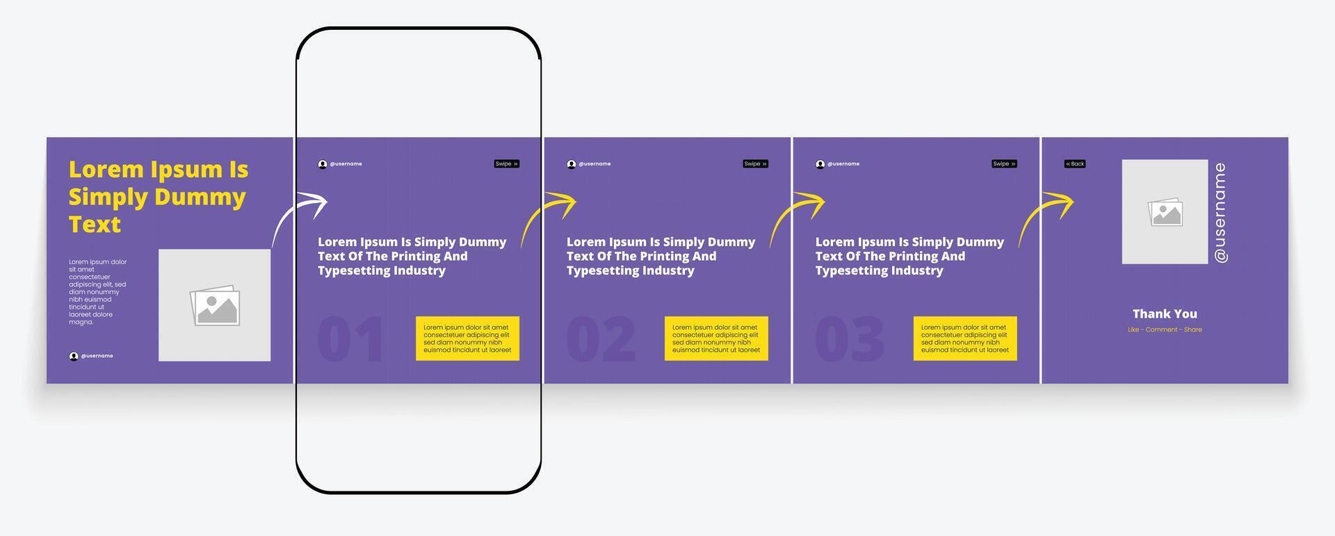 creative and simple social media carousel layout design in purple color vector