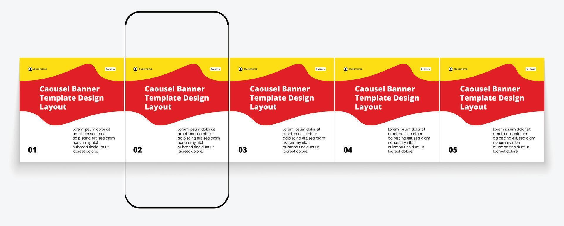 Red and yellow carousel template design for social media branding vector