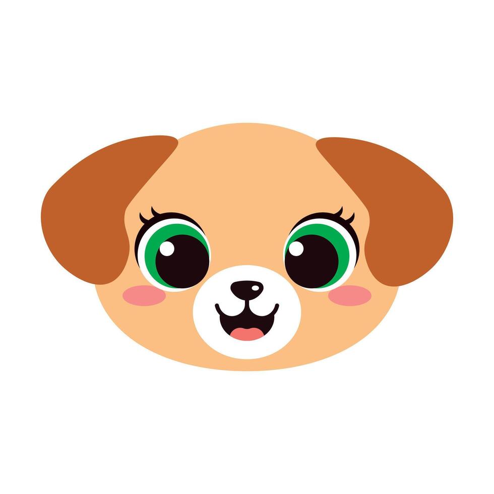 Cartoon kawaii puppy face isolated vector