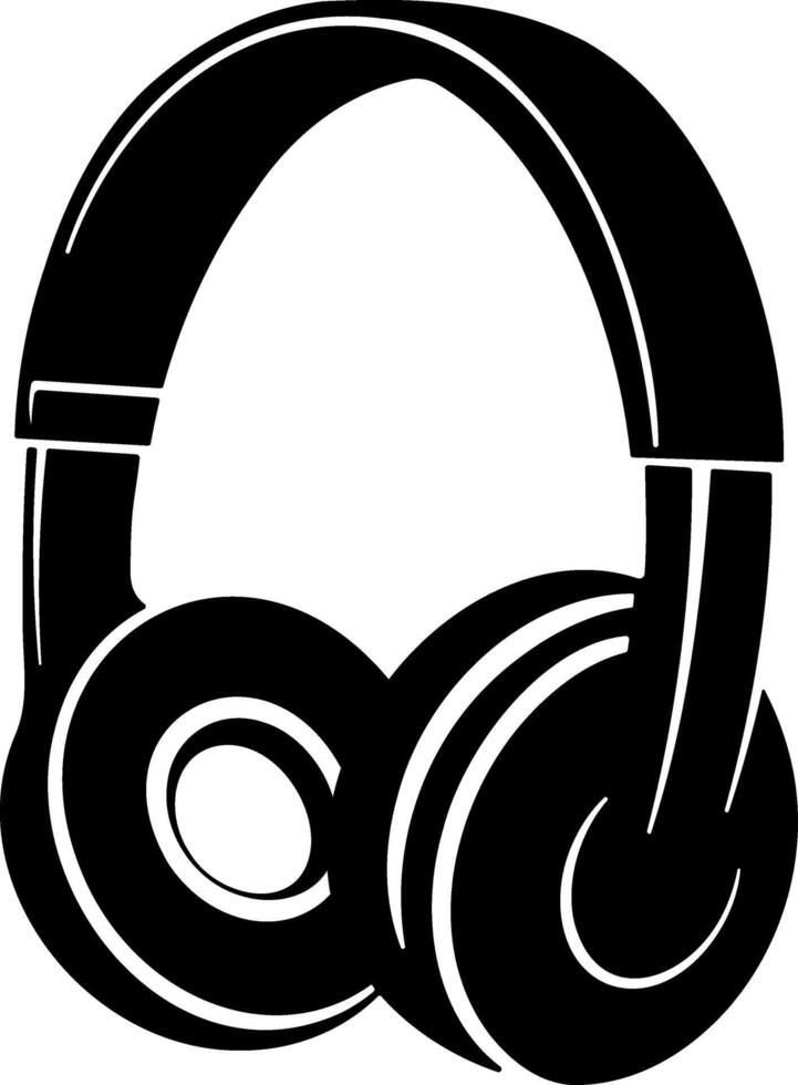 Black icon of headphones without background vector