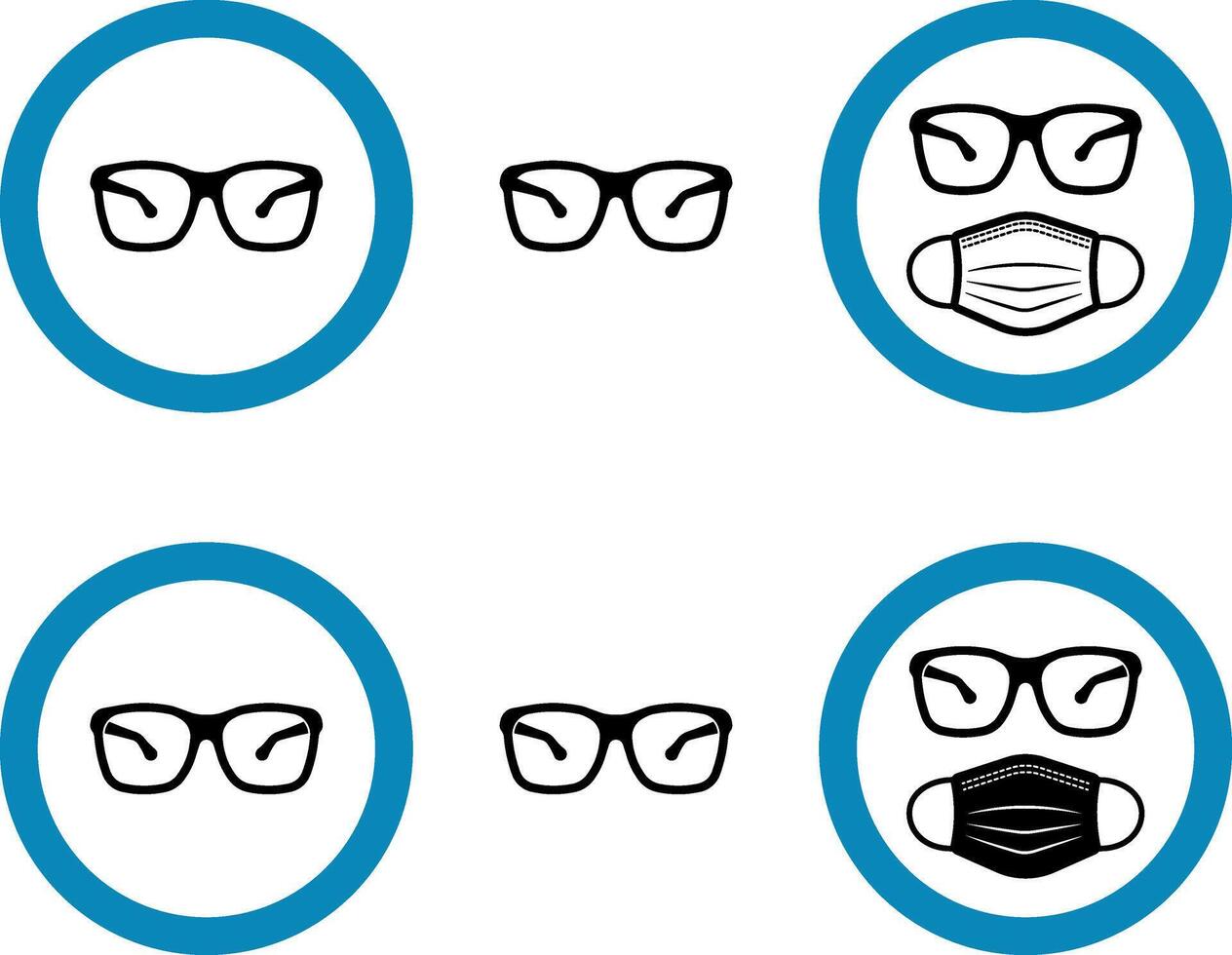 Set of icons showing protective glasses and protective mask without background. Suitable for workplace safety signs, manuals, and industrial instructions. vector
