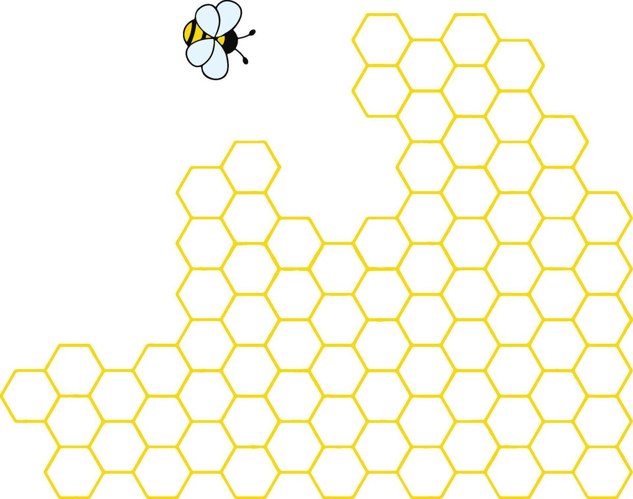 Bee and honeycomb pattern cartoon . vector