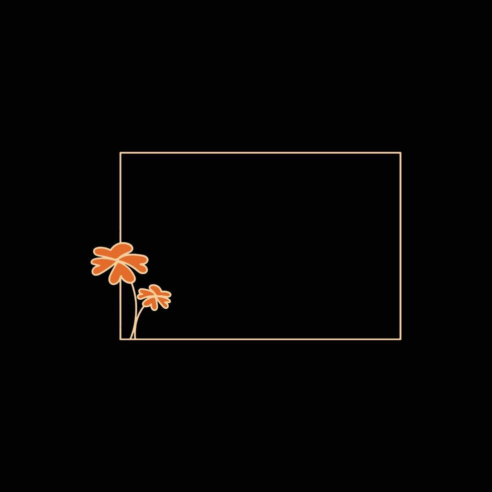 Floral frame with orange daisy . vector