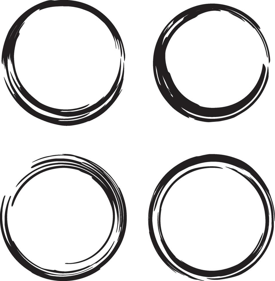 Grunge hand drawn circle set. vector