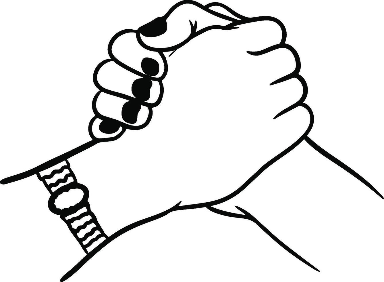 Handshake of a man and a woman line art . vector