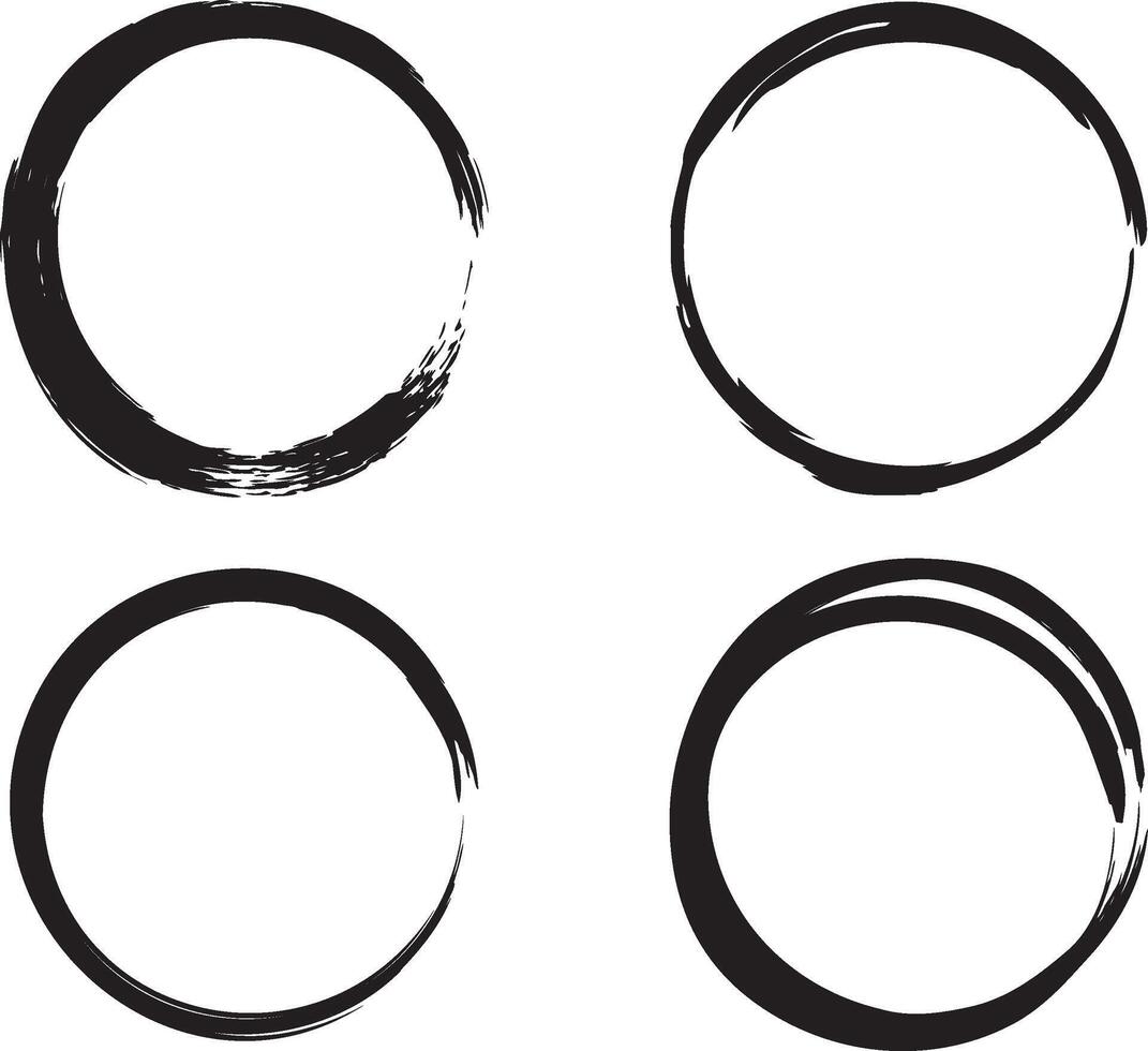 Hand drawn brush circle frames. vector