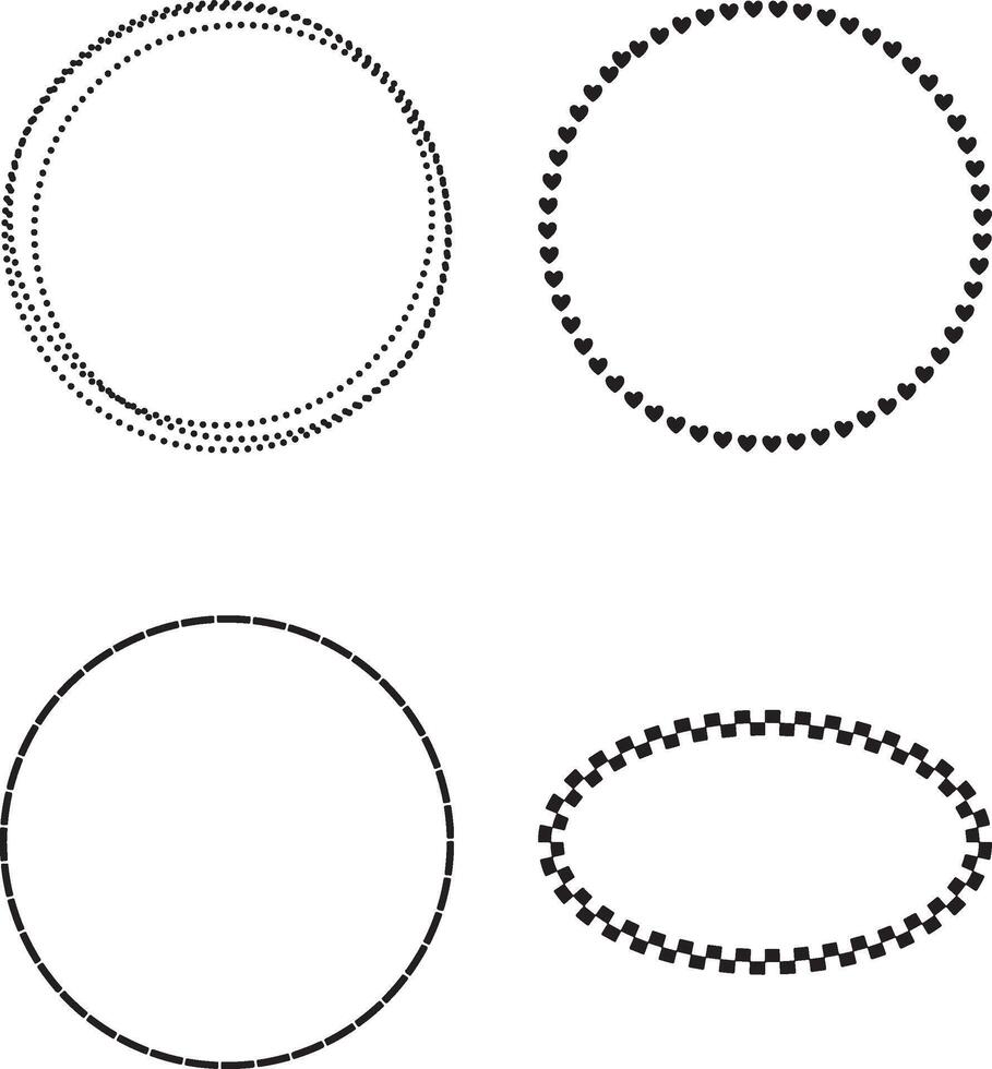 Decorative circle and oval frame set. vector