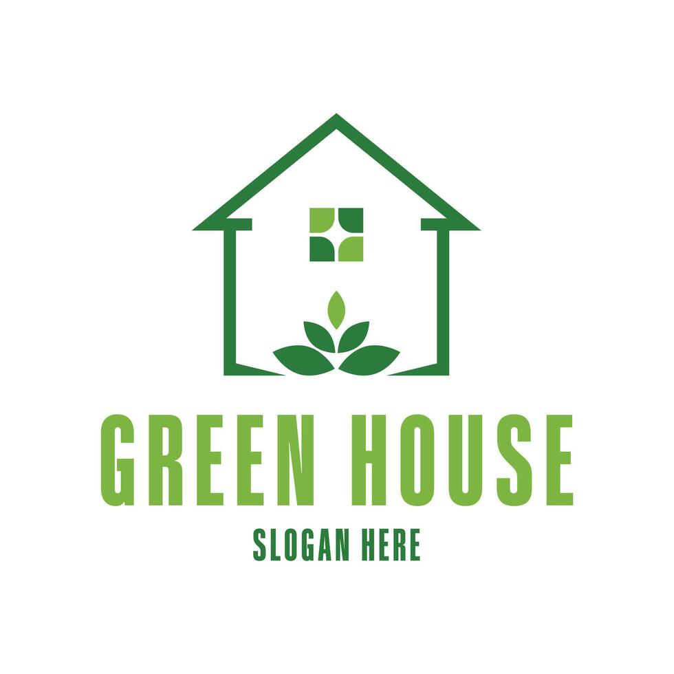 greenhouse logo design concept with flower and leaf vector