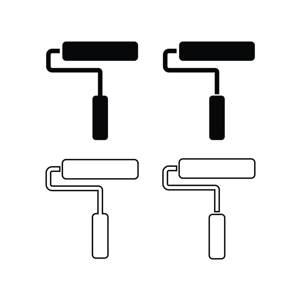 paint roller icon design concept silhouette and outline style vector