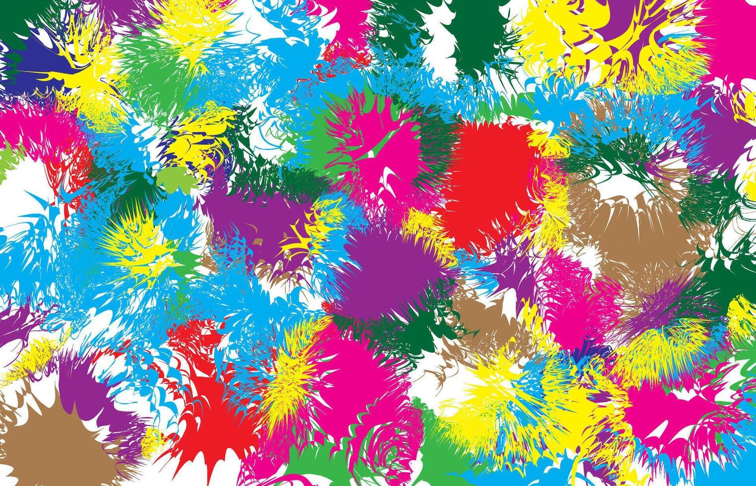 Abstract background full of bright color explosions such as red, yellow, blue, and purple, forming a dynamic and energetic random pattern vector