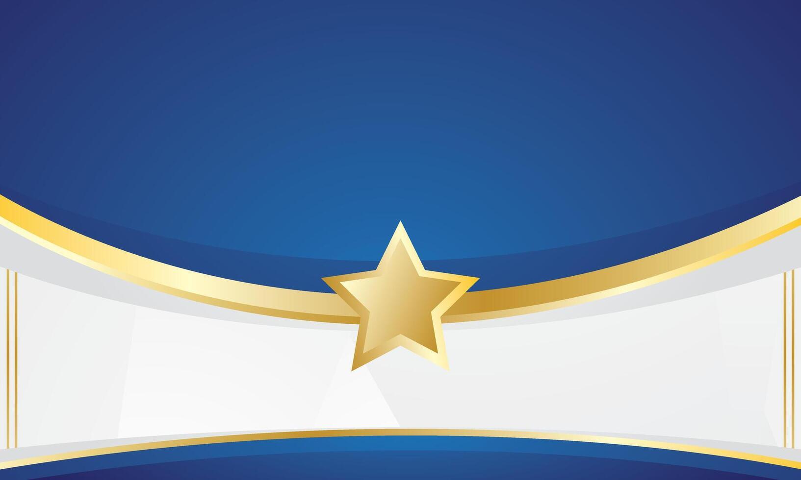 Blue and gold certificate background design with luxury gold stars vector