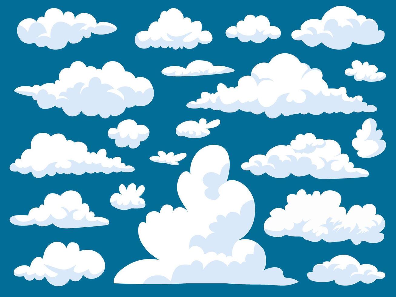 Set of cartoon cloud in a flat design. vector