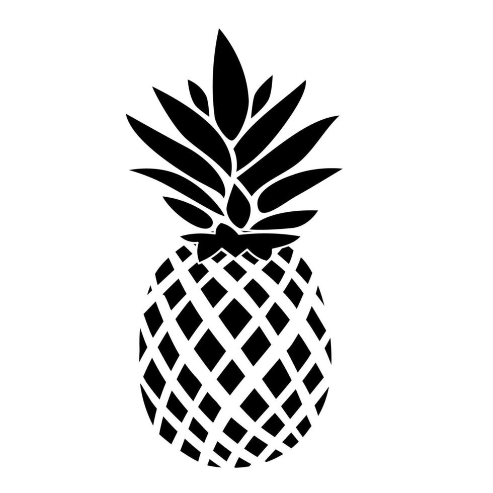 Silhouette Pineapple Tropical Fruit symbol or logo simple line and shape style. symbol of food, sweet, exotic and summer, vitamin, healthy. vector