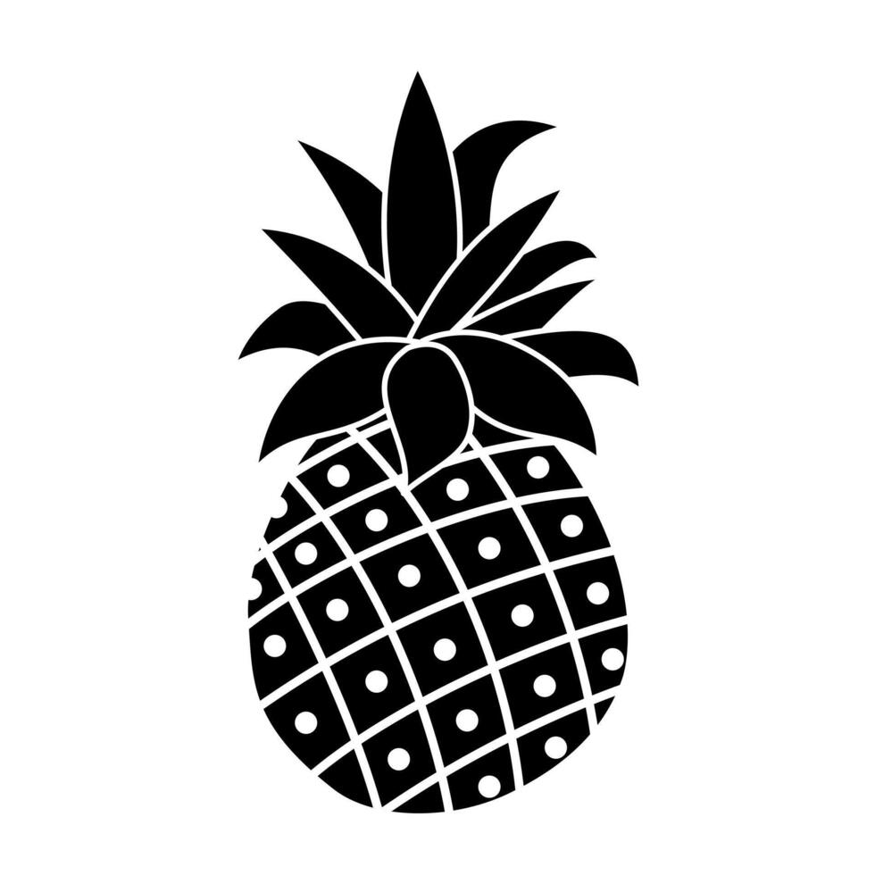 Silhouette Pineapple Tropical Fruit symbol or logo simple line and shape style. symbol of food, sweet, exotic and summer, vitamin, healthy. Modern icon design illustration. vector