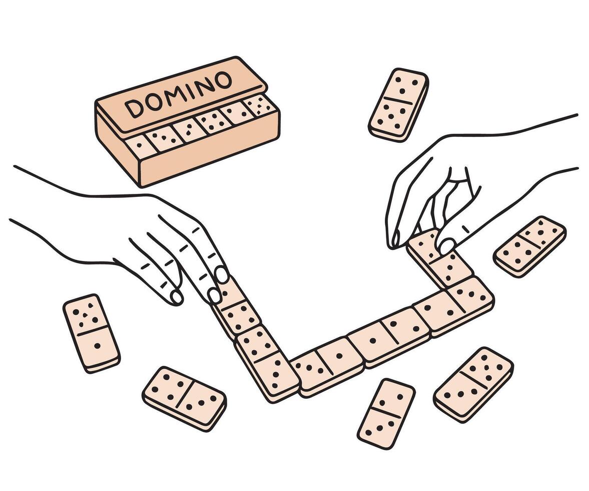 Domino, board game, doodle style. Hand drawn domino icons. illustration of domino sketch for print, website, mobile and infographics isolated on white background. vector