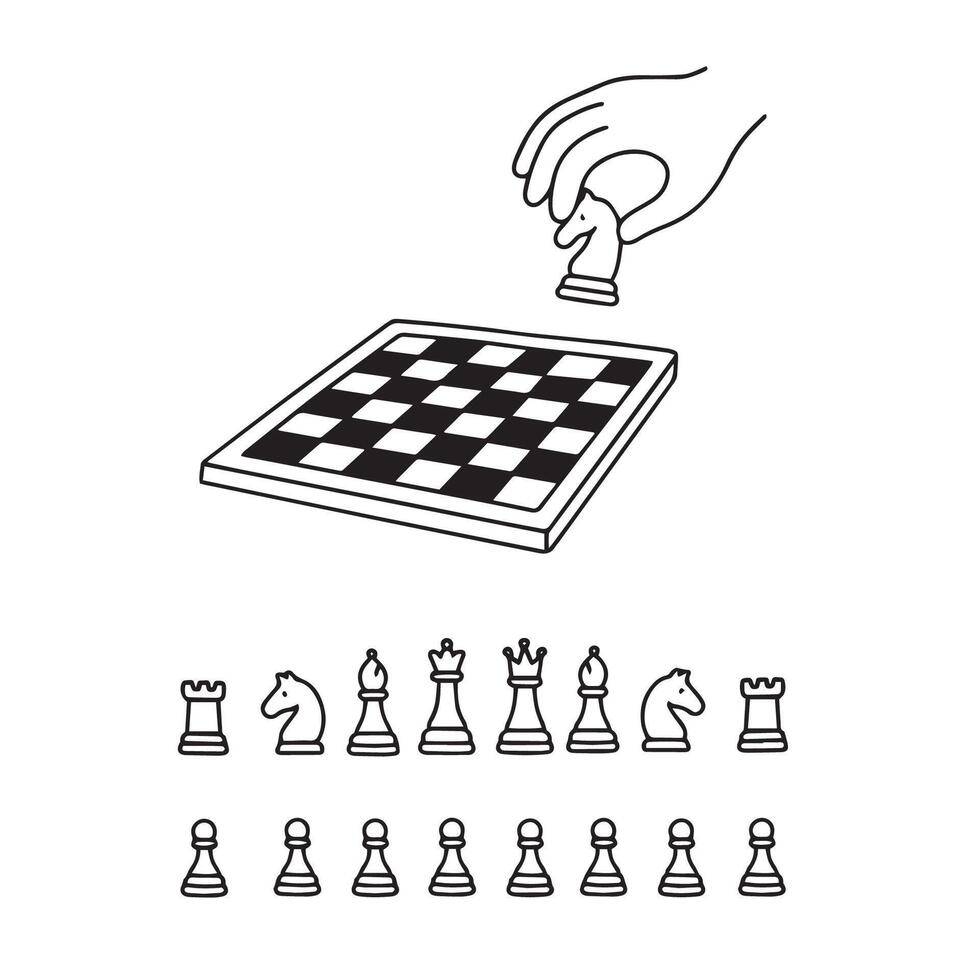illustration about chess tournament, match, game in doodle style. International chess day on July 20. illustration vector