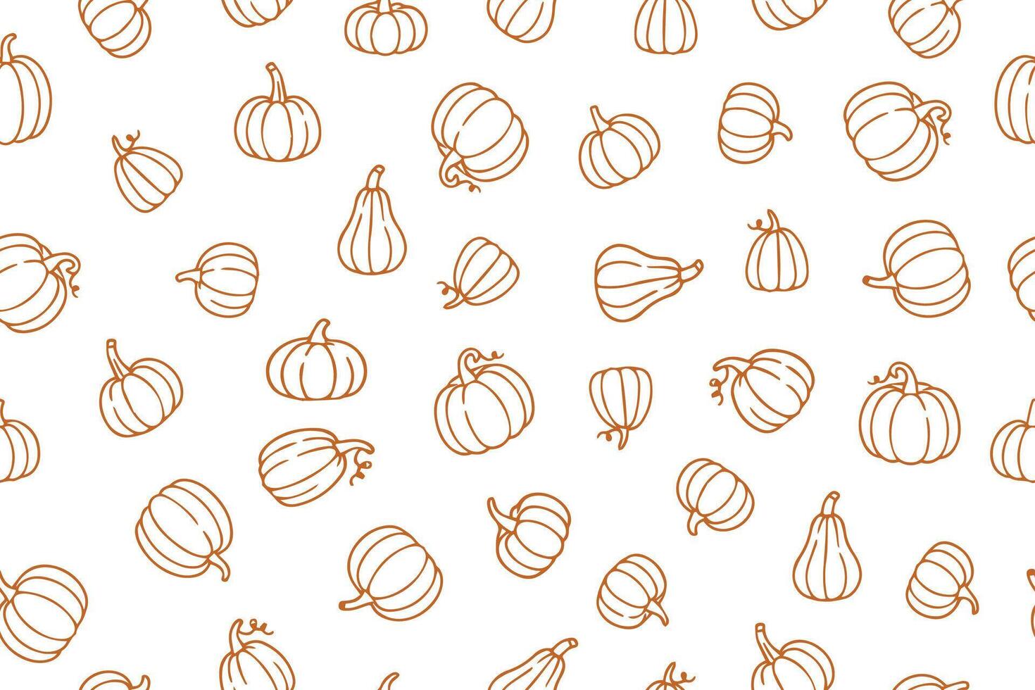 Autumn seamless pattern of orange pumpkins on white background. Suitable for wallpaper, wrapping paper, textile printing and decor. illustration vector