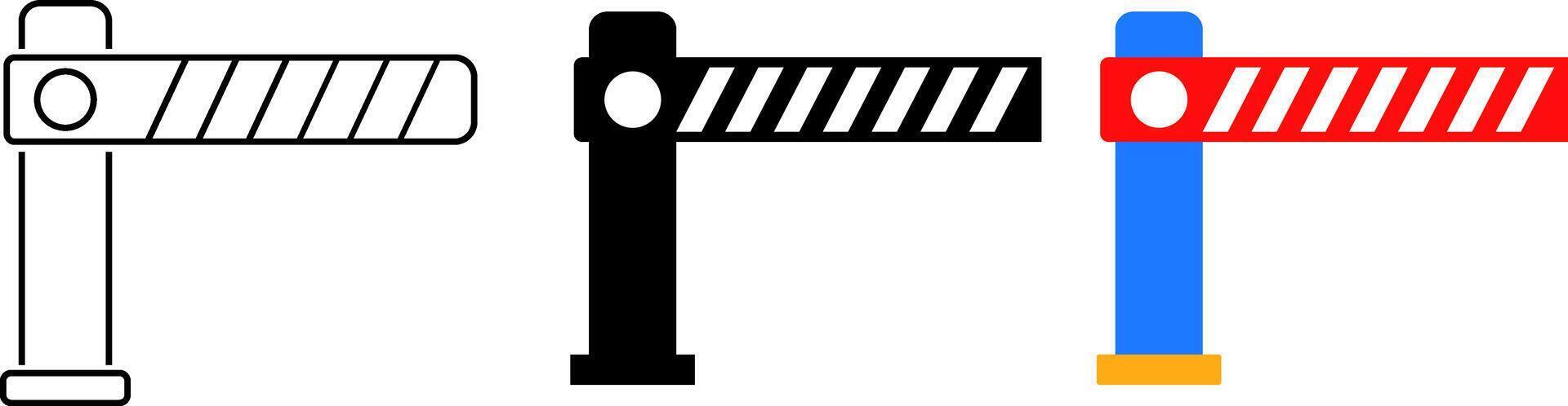 entry barrier icon set. car parking barrier gate. Toll road icons. limiting access to restricted area vector
