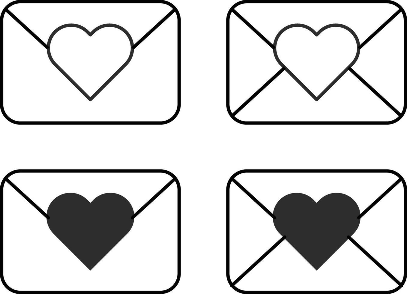 Love Letter icon set. envelope and tiny hearts flying. Valentine's Day Romance icons. heart sign. wedding invitation symbol vector