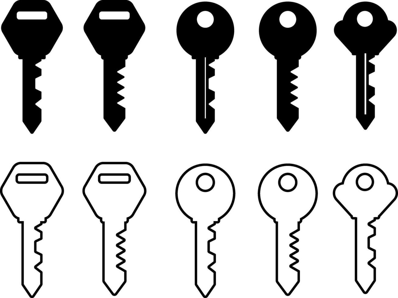 key icon set. House security sign symbol. Password symbol. Door key hole icons. Home protection signs. privacy symbols vector