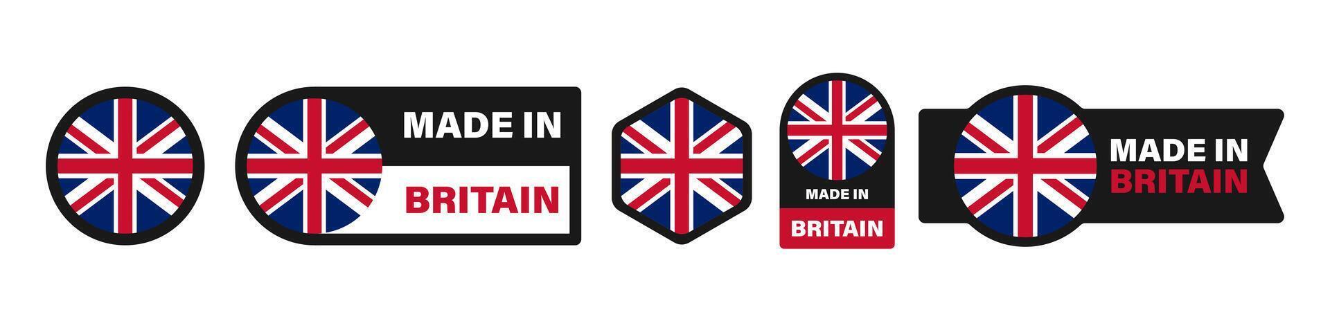 Made in Britain stickers icon set vector