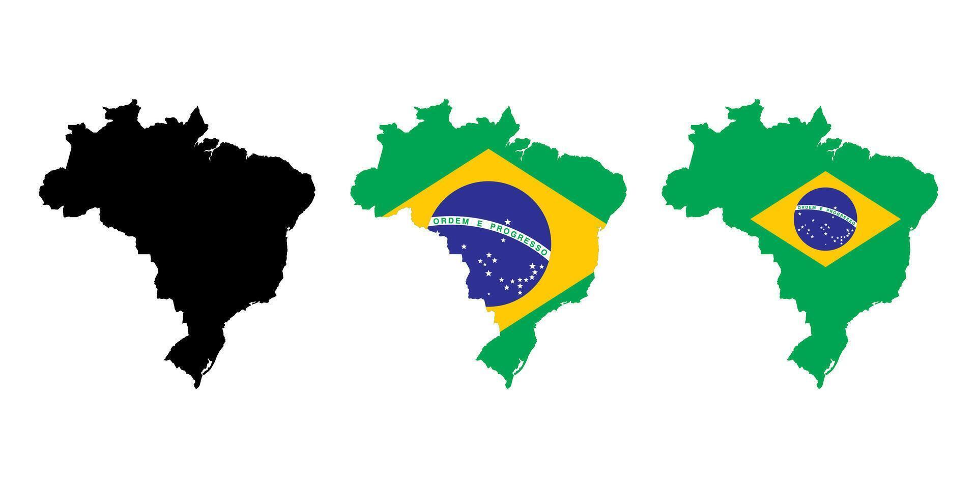 Brazil flag map icon symbol set vector