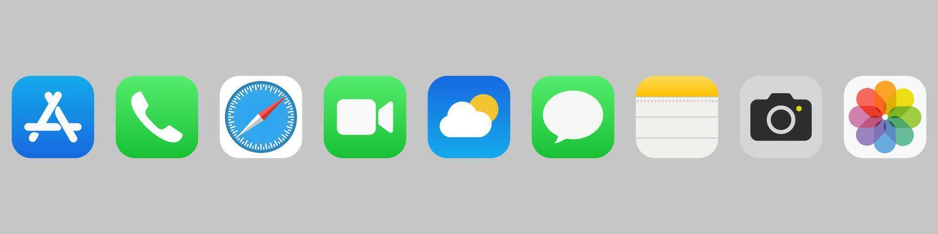 Iphone ios apps icon set vector