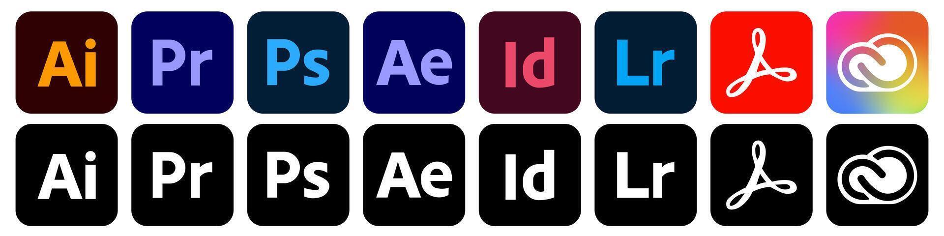 Adobe apps logo set vector