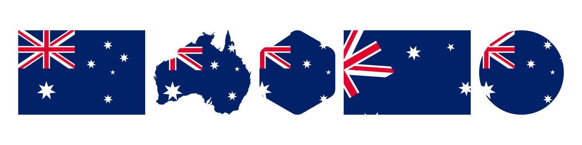 Australia stickers icon set vector