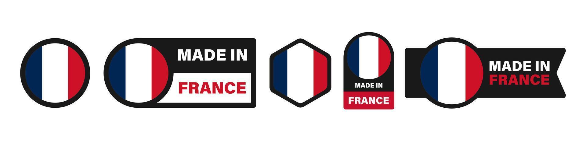 Made in France flag sticker icon set vector