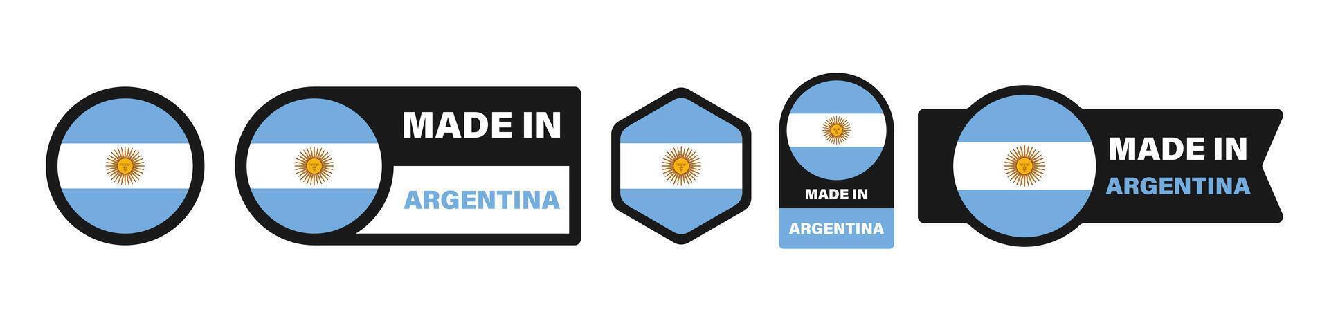 Made in argentina stickers icon set vector