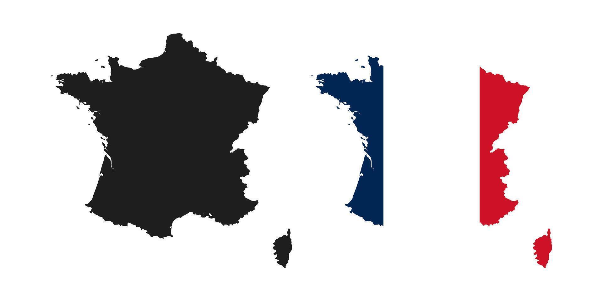 France flag map icons set vector