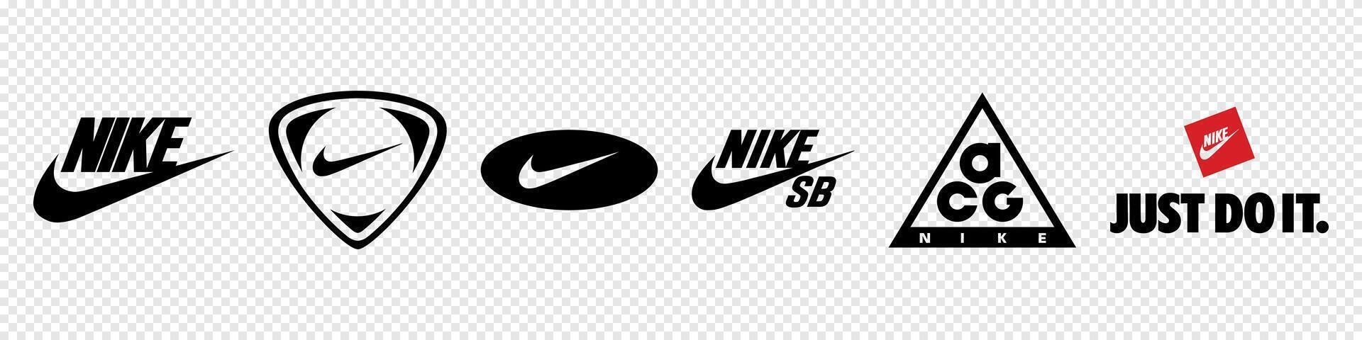 Nike brand logo icon set vector