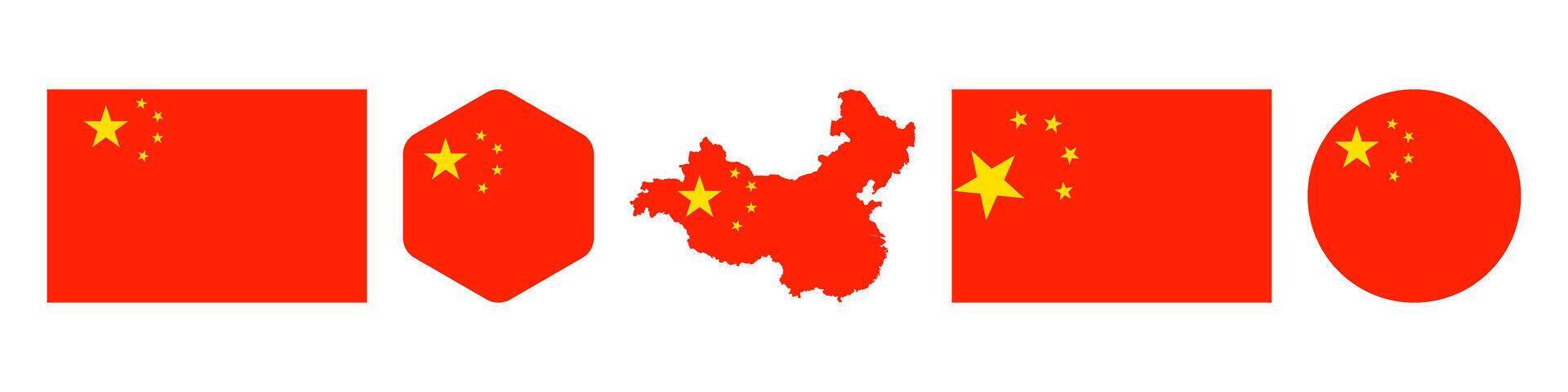 China flag stickers icon set vector
